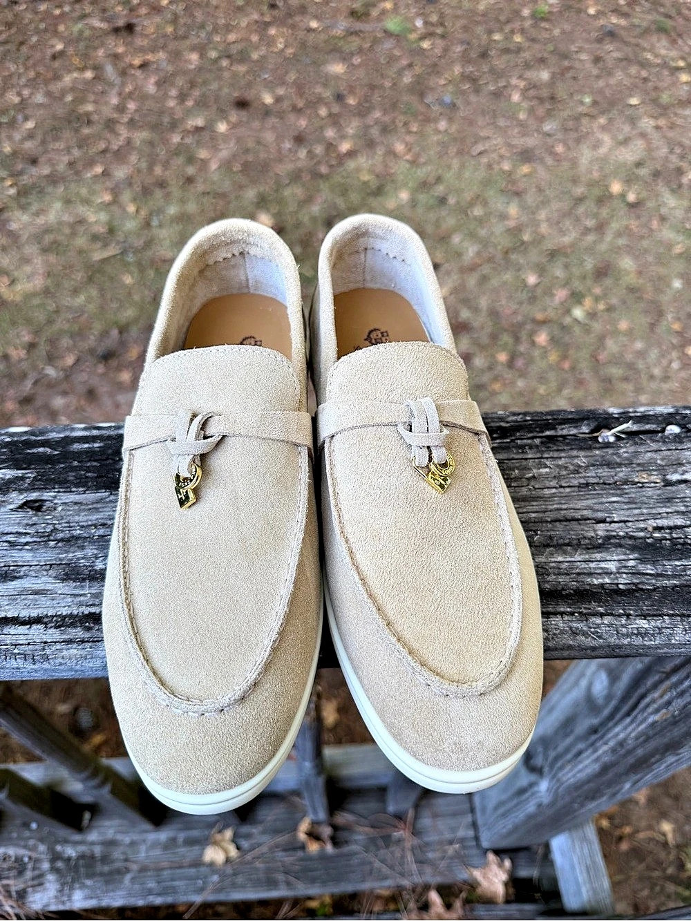 Loro x Piana Summer Walk Beige Suede Slip-On Loafers Women’s US 8